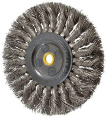 Osborn - 6" OD, 5/8" Arbor Hole, Knotted Stainless Steel Wheel Brush - 1/2" Face Width, 1-1/2" Trim Length, 0.016" Filament Diam, 9,000 RPM - A1 Tooling