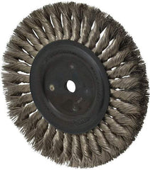 Osborn - 8" OD, 5/8" Arbor Hole, Knotted Stainless Steel Wheel Brush - 5/8" Face Width, 1-11/16" Trim Length, 0.016" Filament Diam, 8,500 RPM - A1 Tooling