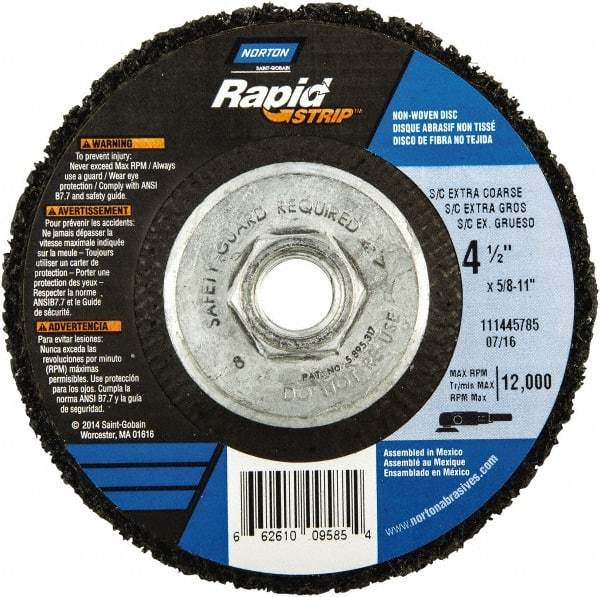 Norton - 4-1/2" Wheel Diam, 1/2" Wheel Thickness, Type 27 Depressed Center Wheel - Silicon Carbide, 12,000 Max RPM, Compatible with Angle Grinder, Drill, Flexible Shaft Motor & Straight Shaft Grinder - A1 Tooling