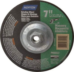 Norton - 7" Wheel Diam, 1/4" Wheel Thickness, Type 27 Depressed Center Wheel - Aluminum Oxide, 8,600 Max RPM, Compatible with Angle Grinder - A1 Tooling