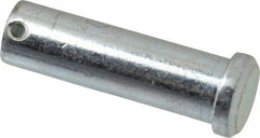 Made in USA - 3/4" Pin Diam, 2-1/2" OAL, Standard Clevis Pin - 5/32" Hole, 2-11/32" Usable Length, Zinc-Plated Steel - A1 Tooling