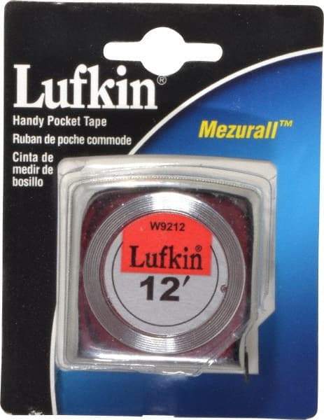 Lufkin - 12' x 1/2" Yellow Blade Tape Measure - 1/32 & 1/16" Graduation, A1 Graduation Style, Silver Case - A1 Tooling