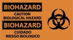 NMC - "Biohazard - Caution - Biological Hazard", 10" Long x 18" Wide, Pressure-Sensitive Vinyl Safety Sign - Rectangle, 0.004" Thick, Use for Hazardous Materials - A1 Tooling