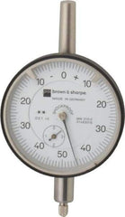 TESA Brown & Sharpe - 0.35" Range, 0-50-0 Dial Reading, 0.001" Graduation Dial Drop Indicator - 2-1/4" Dial, 0.1" Range per Revolution, Revolution Counter - A1 Tooling