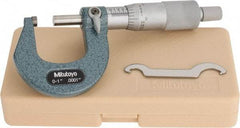 Mitutoyo - 0 to 1" Range, 0.0001" Graduation, Mechanical Outside Micrometer - Ratchet Stop Thimble, Accurate to 0.0001" - A1 Tooling