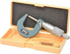 Mitutoyo - 1 Inch Max Measurement, 0.0001 Inch Graduation, Spherical Face Micrometer - Accuracy Up to 0.0002 Inch, Mechanical Operation, Ratchet Stop Thimble, Ball - A1 Tooling