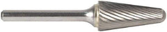 M.A. Ford - 3/8" Cut Diam, 1/4" Shank Diam, Taper Head Double Cut Burr - Carbide, Radius End, 1-1/8" LOC, 7-3/16" OAL - A1 Tooling