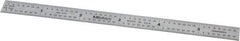 Mitutoyo - 6" Long, 1/64, 1/32" and 0.5, 1mm Graduation, Flexible Stainless Steel Rule - English/Metric Graduation Style, 1/2" Wide, Silver, Satin Chrome Finish - A1 Tooling