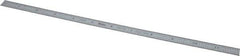 Mitutoyo - 12" Long, 1/100, 1/50" and 0.5, 1mm Graduation, Flexible Stainless Steel Rule - Decimal/Metric Graduation Style, 1/2" Wide, Silver, Satin Chrome Finish - A1 Tooling