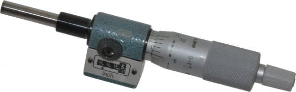 Mitutoyo - 1 Inch, 18mm Ratchet Stop Thimble, 6.35mm Diameter x 27mm Long Spindle, Digital Counter Mechanical Micrometer Head - A1 Tooling