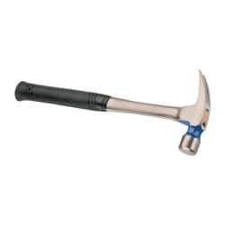 Vaughan Bushnell - 1-1/4 Lb Head, Straight Claw Hammer - 16" OAL, Steel Head, 1-1/2" Face Diam, Steel Handle with Grip - A1 Tooling