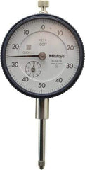 Mitutoyo - 1" Range, 0-50-0 Dial Reading, 0.001" Graduation Dial Drop Indicator - 2-1/4" Dial, 0.1" Range per Revolution, 0.002" Accuracy, Revolution Counter - A1 Tooling