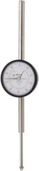 Mitutoyo - 2" Range, 0-100 Dial Reading, 0.001" Graduation Dial Drop Indicator - 2-3/16" Dial, 1" Range per Revolution, 0.003" Accuracy, Revolution Counter - A1 Tooling