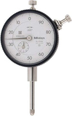 Mitutoyo - 1" Range, 100-0 Dial Reading, 0.001" Graduation Dial Drop Indicator - 2-1/4" Dial, 0.1" Range per Revolution, 0.002" Accuracy, Revolution Counter - A1 Tooling