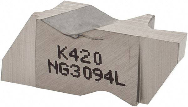 Kennametal - 3094NG Grade K420, 2.39mm Cutting Width Carbide Grooving Insert - 3.81mm Max Depth of Cut, Left Hand, 0.19mm Corner Radius, Uncoated - A1 Tooling