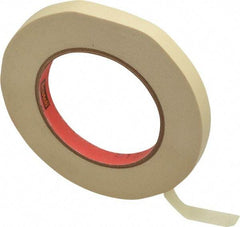 3M - 1/2" Wide x 60 Yd Long Tan Paper Masking Tape - Series 214, 5.8 mil Thick, 27 In/Lb Tensile Strength - A1 Tooling