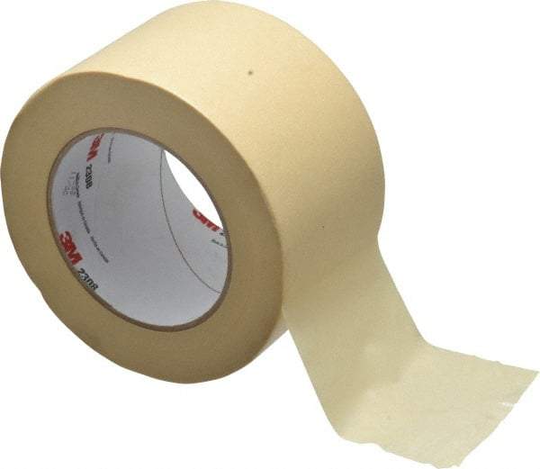 3M - 3" Wide x 60 Yd Long Tan Paper Masking Tape - Series 2308, 5.3 mil Thick, 22 In/Lb Tensile Strength - A1 Tooling