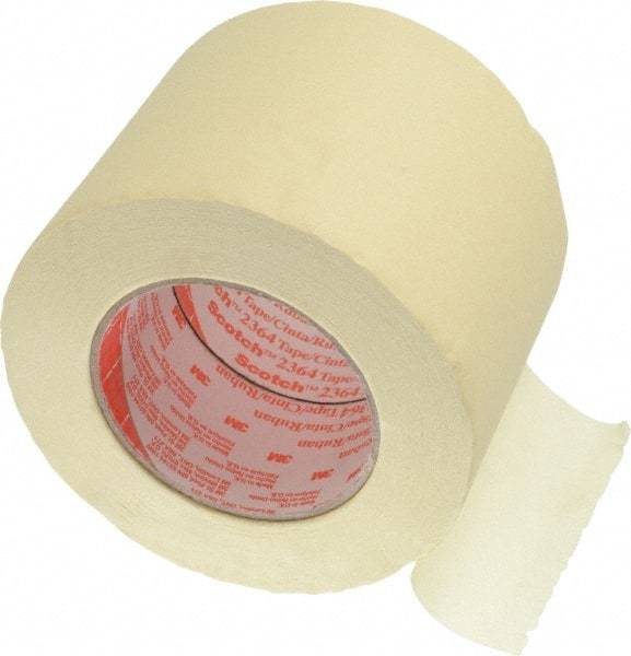 3M - 4" Wide x 60 Yd Long Tan Paper Masking Tape - Series 2364, 6.5 mil Thick, 24 In/Lb Tensile Strength - A1 Tooling