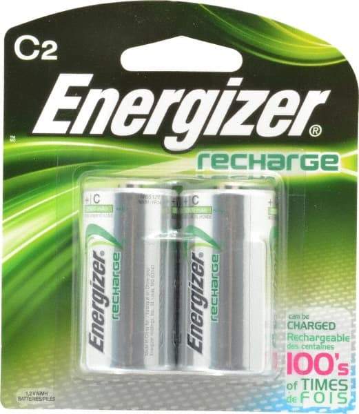 Energizer - Size C, NiMH, 2 Pack, Standard Battery - 1.2 Volts, Flat Terminal, ANSI Regulated - A1 Tooling