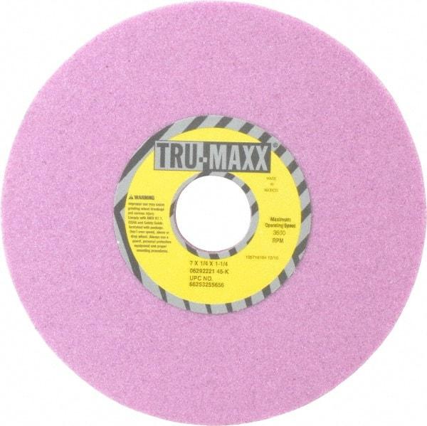 Tru-Maxx - 7" Diam x 1-1/4" Hole x 1/4" Thick, K Hardness, 46 Grit Surface Grinding Wheel - Aluminum Oxide, Type 1, Coarse Grade, 3,600 Max RPM, Vitrified Bond, No Recess - A1 Tooling