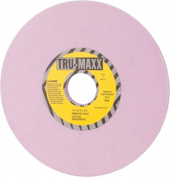 Tru-Maxx - 7" Diam x 1-1/4" Hole x 1/4" Thick, H Hardness, 120 Grit Surface Grinding Wheel - Aluminum Oxide, Type 1, Fine Grade, 3,600 Max RPM, Vitrified Bond, No Recess - A1 Tooling