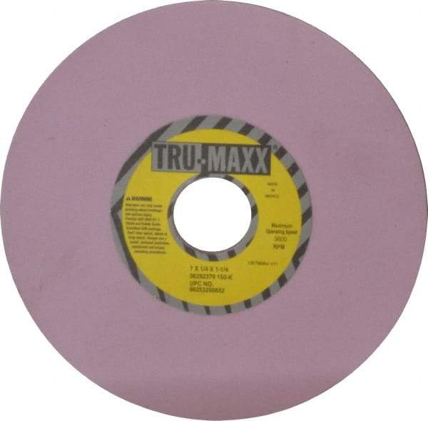 Tru-Maxx - 7" Diam x 1-1/4" Hole x 1/4" Thick, K Hardness, 150 Grit Surface Grinding Wheel - Aluminum Oxide, Type 1, Very Fine Grade, 3,600 Max RPM, Vitrified Bond, No Recess - A1 Tooling