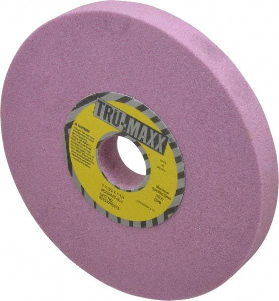 Tru-Maxx - 7" Diam x 1-1/4" Hole x 3/4" Thick, I Hardness, 60 Grit Surface Grinding Wheel - Aluminum Oxide, Type 1, Medium Grade, 3,600 Max RPM, Vitrified Bond, No Recess - A1 Tooling