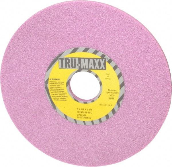 Tru-Maxx - 7" Diam x 1-1/4" Hole x 1/4" Thick, J Hardness, 46 Grit Surface Grinding Wheel - Aluminum Oxide, Type 1, Coarse Grade, 3,600 Max RPM, Vitrified Bond, No Recess - A1 Tooling