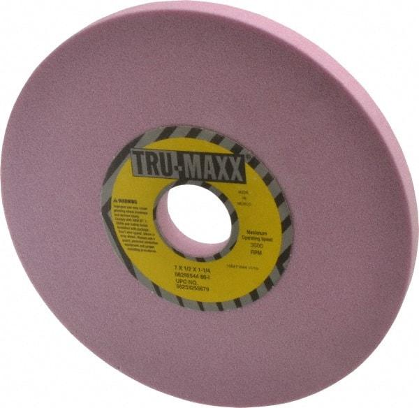 Tru-Maxx - 7" Diam x 1-1/4" Hole x 1/2" Thick, I Hardness, 80 Grit Surface Grinding Wheel - Aluminum Oxide, Type 1, Medium Grade, 3,600 Max RPM, Vitrified Bond, No Recess - A1 Tooling