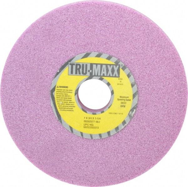 Tru-Maxx - 7" Diam x 1-1/4" Hole x 3/4" Thick, I Hardness, 46 Grit Surface Grinding Wheel - Aluminum Oxide, Type 1, Coarse Grade, 3,600 Max RPM, Vitrified Bond, No Recess - A1 Tooling