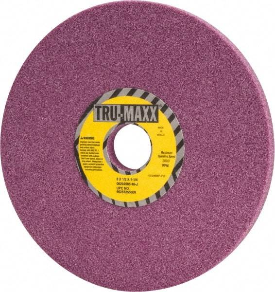 Tru-Maxx - 8" Diam x 1-1/4" Hole x 1/2" Thick, J Hardness, 46 Grit Surface Grinding Wheel - Aluminum Oxide, Type 1, Coarse Grade, 3,600 Max RPM, Vitrified Bond, No Recess - A1 Tooling