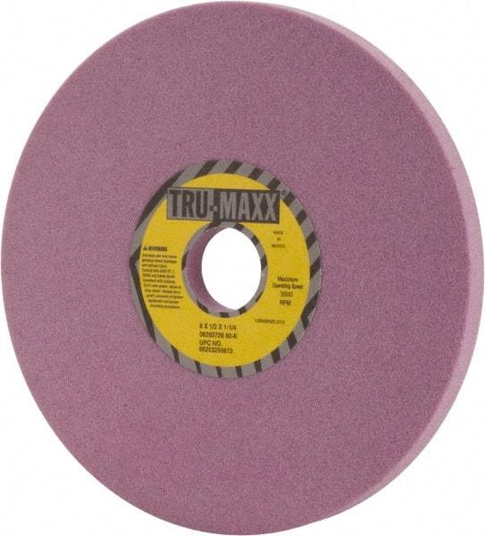 Tru-Maxx - 8" Diam x 1-1/4" Hole x 1/2" Thick, K Hardness, 60 Grit Surface Grinding Wheel - Aluminum Oxide, Type 1, Medium Grade, 3,600 Max RPM, Vitrified Bond, No Recess - A1 Tooling