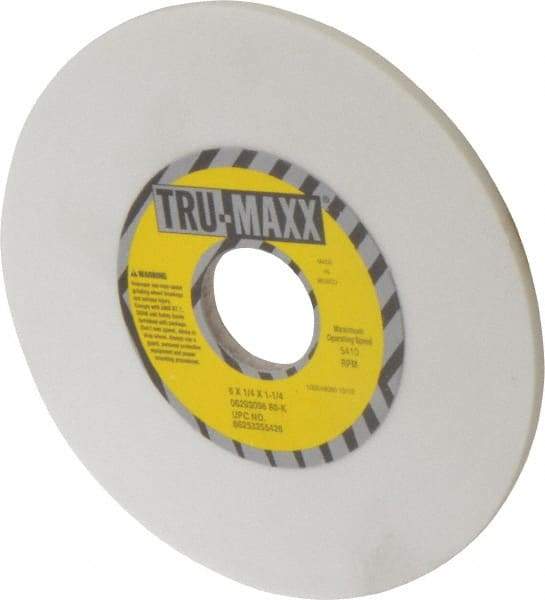 Tru-Maxx - 6" Diam x 1-1/4" Hole x 1/4" Thick, K Hardness, 80 Grit Surface Grinding Wheel - Aluminum Oxide, Type 1, Medium Grade, 5,410 Max RPM, Vitrified Bond, No Recess - A1 Tooling