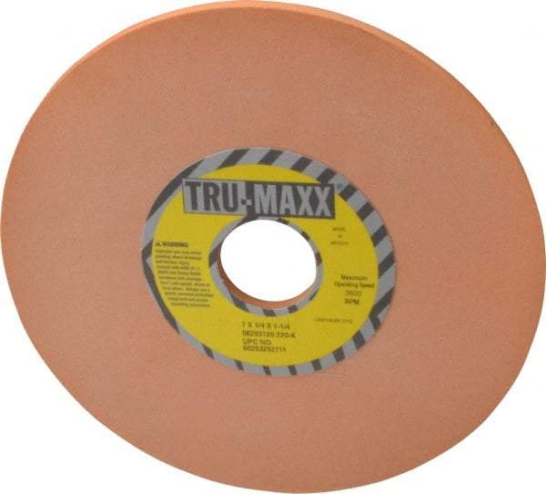 Tru-Maxx - 7" Diam x 1-1/4" Hole x 1/4" Thick, K Hardness, 220 Grit Surface Grinding Wheel - Aluminum Oxide, Type 1, Very Fine Grade, 3,600 Max RPM, Vitrified Bond, No Recess - A1 Tooling