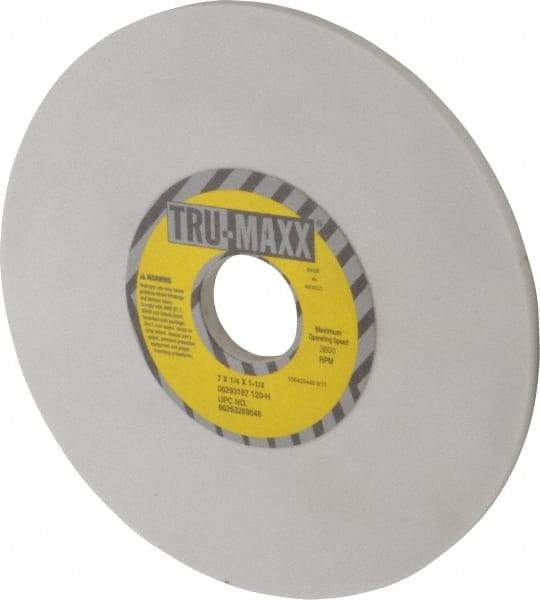 Tru-Maxx - 7" Diam x 1-1/4" Hole x 1/4" Thick, H Hardness, 120 Grit Surface Grinding Wheel - Aluminum Oxide, Type 1, Fine Grade, 3,600 Max RPM, Vitrified Bond, No Recess - A1 Tooling