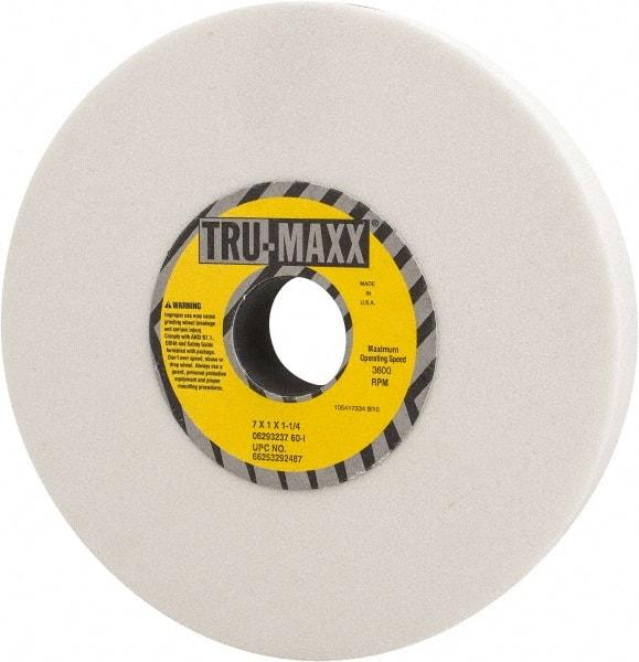 Tru-Maxx - 7" Diam x 1-1/4" Hole x 1" Thick, I Hardness, 60 Grit Surface Grinding Wheel - Aluminum Oxide, Type 1, Medium Grade, 3,600 Max RPM, Vitrified Bond, No Recess - A1 Tooling