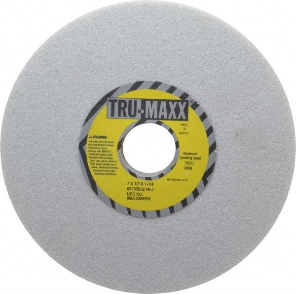 Tru-Maxx - 7" Diam x 1-1/4" Hole x 1/2" Thick, J Hardness, 46 Grit Surface Grinding Wheel - Aluminum Oxide, Type 1, Coarse Grade, 3,600 Max RPM, Vitrified Bond, No Recess - A1 Tooling