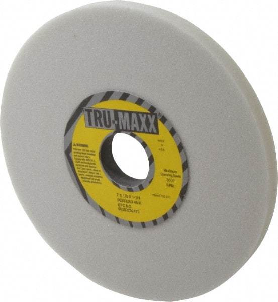 Tru-Maxx - 7" Diam x 1-1/4" Hole x 1/2" Thick, K Hardness, 46 Grit Surface Grinding Wheel - Aluminum Oxide, Type 1, Coarse Grade, 3,600 Max RPM, Vitrified Bond, No Recess - A1 Tooling