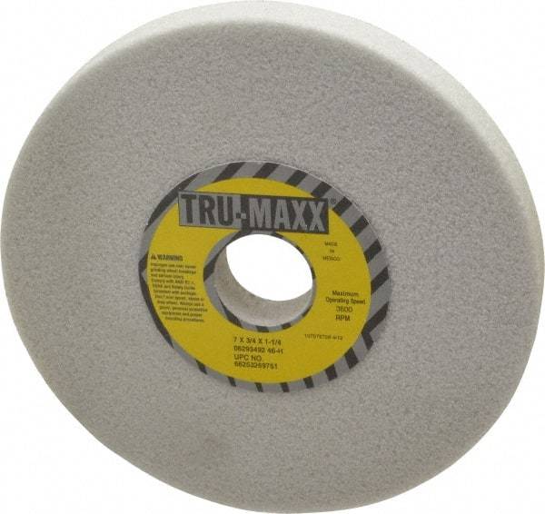 Tru-Maxx - 7" Diam x 1-1/4" Hole x 3/4" Thick, H Hardness, 46 Grit Surface Grinding Wheel - Aluminum Oxide, Type 1, Coarse Grade, 3,600 Max RPM, Vitrified Bond, No Recess - A1 Tooling