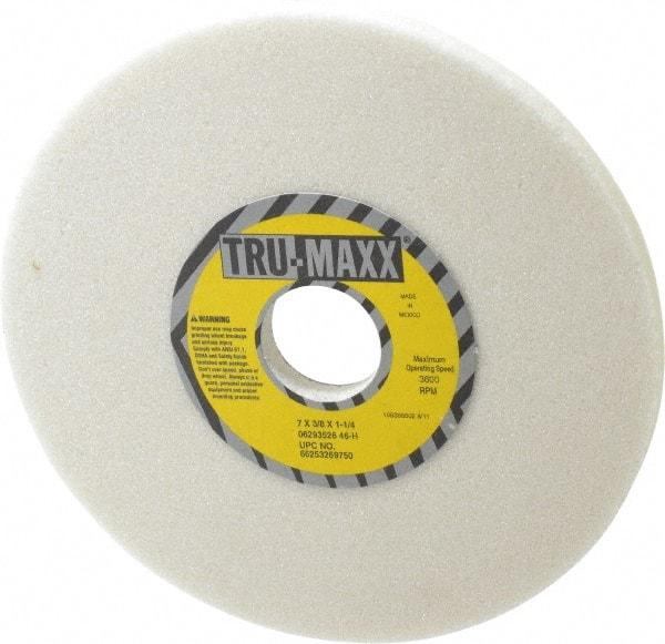 Tru-Maxx - 7" Diam x 1-1/4" Hole x 3/8" Thick, H Hardness, 46 Grit Surface Grinding Wheel - Aluminum Oxide, Type 1, Coarse Grade, 3,600 Max RPM, Vitrified Bond, No Recess - A1 Tooling