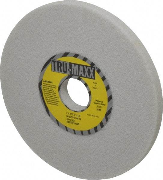 Tru-Maxx - 7" Diam x 1-1/4" Hole x 1/2" Thick, G Hardness, 46 Grit Surface Grinding Wheel - Aluminum Oxide, Type 1, Coarse Grade, 3,600 Max RPM, Vitrified Bond, No Recess - A1 Tooling