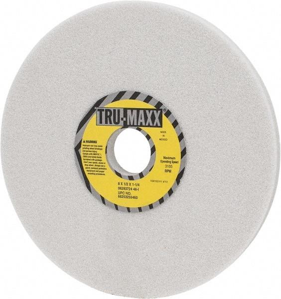 Tru-Maxx - 8" Diam x 1-1/4" Hole x 1/2" Thick, I Hardness, 46 Grit Surface Grinding Wheel - Aluminum Oxide, Type 1, Coarse Grade, 3,105 Max RPM, Vitrified Bond, No Recess - A1 Tooling