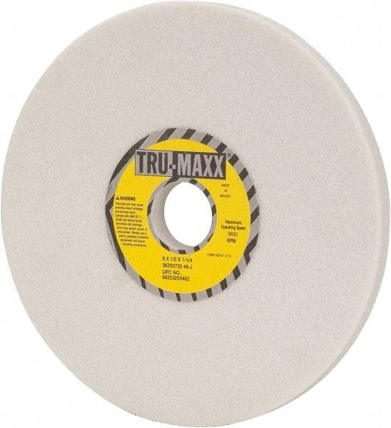 Tru-Maxx - 8" Diam x 1-1/4" Hole x 1/2" Thick, J Hardness, 46 Grit Surface Grinding Wheel - Aluminum Oxide, Type 1, Coarse Grade, 3,600 Max RPM, Vitrified Bond, No Recess - A1 Tooling