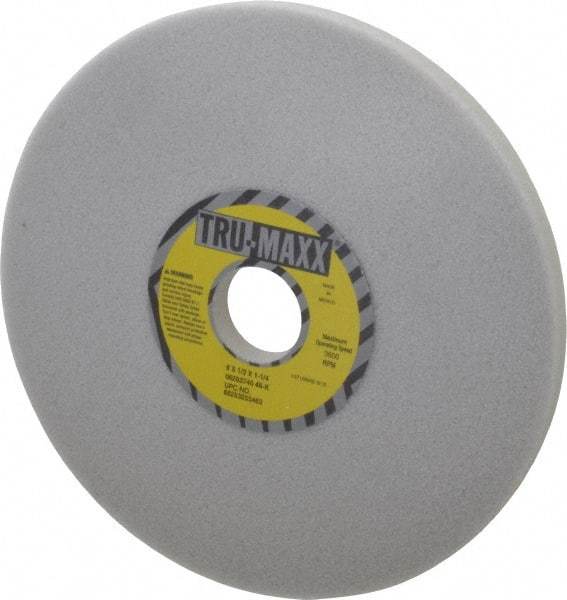 Tru-Maxx - 8" Diam x 1-1/4" Hole x 1/2" Thick, K Hardness, 46 Grit Surface Grinding Wheel - Aluminum Oxide, Type 1, Coarse Grade, 3,600 Max RPM, Vitrified Bond, No Recess - A1 Tooling