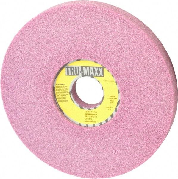 Tru-Maxx - 7" Diam x 1-1/4" Hole x 3/4" Thick, K Hardness, 46 Grit Surface Grinding Wheel - Aluminum Oxide, Type 5, Coarse Grade, 3,600 Max RPM, Vitrified Bond, One-Side Recess - A1 Tooling