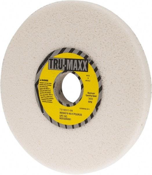 Tru-Maxx - 7" Diam x 1-1/4" Hole x 1/2" Thick, H Hardness, 46 Grit Surface Grinding Wheel - Aluminum Oxide, Type 1, Coarse Grade, 3,600 Max RPM, Vitrified Bond, No Recess - A1 Tooling