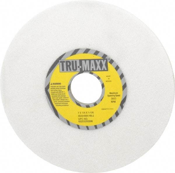 Tru-Maxx - 7" Diam x 1-1/4" Hole x 1/4" Thick, J Hardness, 46 Grit Surface Grinding Wheel - Ceramic, Type 1, Coarse Grade, 3,600 Max RPM, Vitrified Bond, No Recess - A1 Tooling