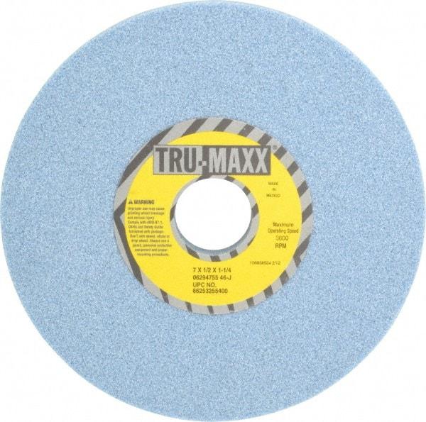 Tru-Maxx - 7" Diam x 1-1/4" Hole x 1/2" Thick, J Hardness, 46 Grit Surface Grinding Wheel - Ceramic, Type 1, Coarse Grade, 3,600 Max RPM, Vitrified Bond, No Recess - A1 Tooling