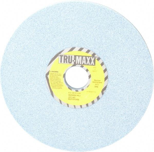 Tru-Maxx - 8" Diam x 1-1/4" Hole x 1/2" Thick, J Hardness, 46 Grit Surface Grinding Wheel - Ceramic, Type 1, Coarse Grade, 3,600 Max RPM, Vitrified Bond, No Recess - A1 Tooling