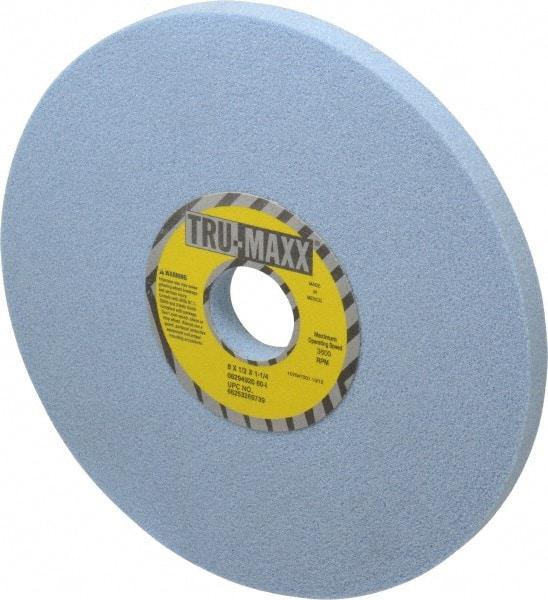 Tru-Maxx - 8" Diam x 1-1/4" Hole x 1/2" Thick, I Hardness, 60 Grit Surface Grinding Wheel - Ceramic, Type 1, Medium Grade, 3,600 Max RPM, Vitrified Bond, No Recess - A1 Tooling